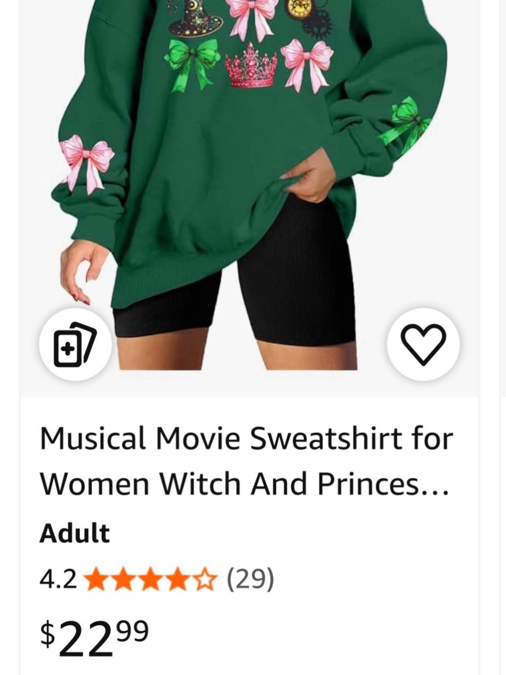 Green Graphic Sweatshirt with Bows and Crowns
